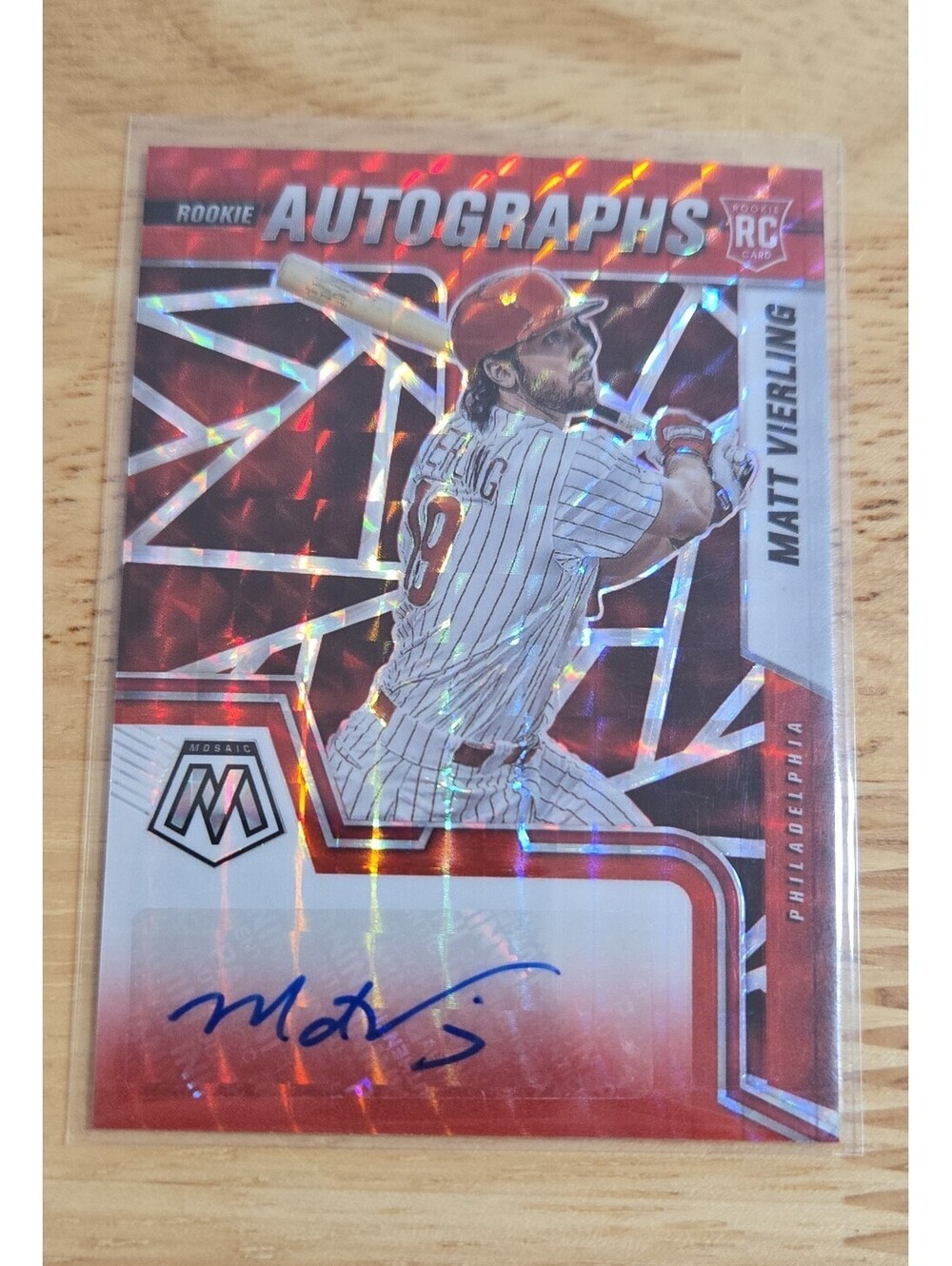 2022 Panini Mosaic - Rookie Autographs Matt Vierling #RAM-MV Choice Fusion Prizm